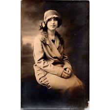 Vintage Postcard RPPC Woman in Hat and Coat Fur Collar Rotundo Studio 1900s picture