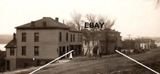 C 1900-1920 RPPC Postcard Le Claire Iowa Mainstreet Butcher Buildings BW picture