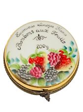 Escimious Limoges France Porcelain Trinket Pill Box Bonbons Aux Fruits Peint picture