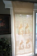 Pair Vintage Italian Hand Crochet Filet Lace Curtain Panels Peacocks Cream Color picture