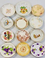 12 Antique Vintage Butter Pat Porcelain Plate Lot Signed Unsigned Bird Furnivals picture