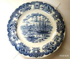 England Dish Plates Royal Dishes Vintage Blue White Ceramic Hand Painted art 11