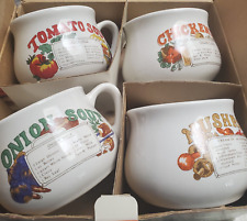 Vintage recipe soup mug set, Tomato, Mushroom, Onion, Chicken set of 4 picture