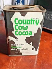 Vintage Middletown Springs, Vermont COUNTRY COW COCOA Metal Tin Container 4 3/4