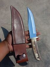 Custom Handmade D2 Steel Hunting Bowie Knife Full Tang handle Stag Antler/sheath picture
