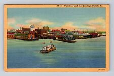 Norfolk VA-Virginia, Waterfront and Boat Landings, Antique Vintage Postcard picture