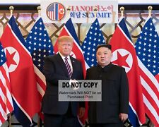 PRESIDENT TRUMP with Kim Jong Un at Hanoi Summit -  8X10 PHOTO (#1022) picture