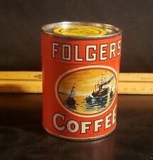 Vintage Folgers Coffee Premium Promo Puzzle SEALED Tin Can  picture