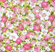 Vintage Springmaid Floral Flat Sheet Double Pink Flowers Fabric picture