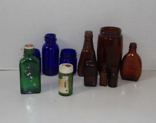 Vintage Bottles Lot Of 11 Cobalt Blue,Green & Brown In Colors picture