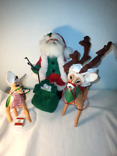 Annalee 3pc dolls - 15-inch Santa Claus carrying green sack, & Reindeers picture