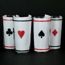 Swanky Swig Tumblers Glasses Card Suits Hearts Diamonds Spades Clubs Set 4 picture
