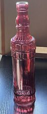 Decorative Collectible High Red Glass Bottle W/ Raised Design  picture