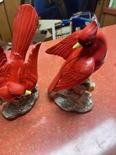 Vintage Ucago Japan Ceramic Red Cardinal Bird Figurine Set Of 2 picture