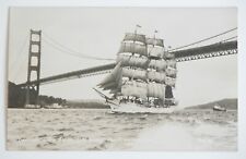 San Francisco CA * “Danmark” Ship Under Golden Gate Bridge RPPC Vtg 40s Postcard picture