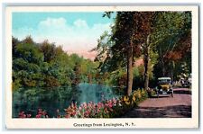 c1910 Greetings From Lexington New York NY River Scene Antique Vintage Postcard picture