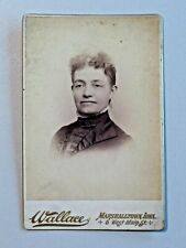 Early Cabinet Card Photo Older Woman with Hair Pulled Up Marshalltown Iowa A289 picture