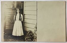 Pretty Girl Long Hair Real Photo Vintage RPPC Postcard Unposted picture