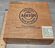ASHTON Prime Minister Hinged Cigar Box - Beautiful Wood with Brass Clasp - Empty picture
