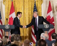 DONALD TRUMP WITH CANADIAN PRIME MINISTER JUSTIN TRUDEAU - 8X10 PHOTO (AB-336) picture