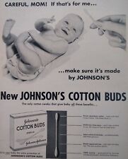J&J Q-Tip Print Ad Original Rare Vtg 1950s Baby Cotton Buds Emerson TV  picture