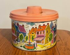 Vtg 1959 MRS LELAND’S Golden Butter Bits Candy Tin w/ French Street Scenes picture