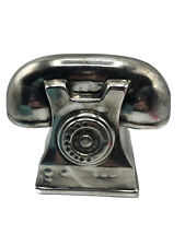 Large Adorable Ceramic Silver Vintage Style Telephone Figurine Fun picture
