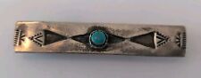 Vintage Navajo Sterling Turquoise Stamped Tie Bar picture