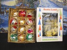 Vintage Box 12 Poland Christmas Ornaments Bright Painted Glittered (178A) picture