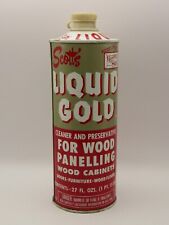 Vintage SCOTT'S LIQUID GOLD  Tin ~ Wood Cleaner & Preservative ~ 27 oz. FULL picture