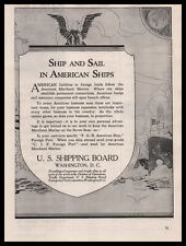 1921 U. S. Shipping Board Washington D. C. Ship And Sail American Ships Print Ad picture