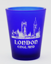 LONDON ENGLAND COBALT BLUE FROSTED SHOT GLASS SHOTGLASS picture