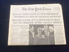 1981 JANUARY 21 NEW YORK TIMES NEWSPAPER - RONALD REAGAN 40TH PRESIDENT- NP 6037 picture