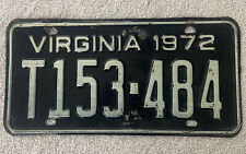 GOOD SOLID ORIGINAL 1972 VIRGINIA LICENSE  PLATE  SEE MY OTHER PLATES picture