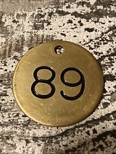 Vintage Number 89 Tag Brass Metal Fob Industrial Keychain Numbered Tag 1.5 Inch picture