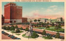 Postcard RI Providence The Mall Biltmore Hotel & Depot Linen Vintage PC f3601 picture