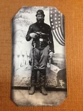 soldier with Burnside carbine, a Whitney or Remington revolver tintype C1229RP picture