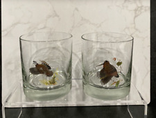 Set of 2 Vintage NED SMITH Duck Waterfowl Lowball Rocks Glasses Hunting Wildlife picture