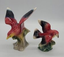 2 Royal Copley Ceramic Red Black Yellow Bird Figurines picture
