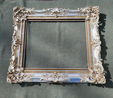 Fine Antique Silver Gilt Large Painting Frame Carved Wood & Gesso Ornate Baroque picture