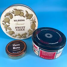 Vintage Circular Tins Silbers Fruit Cake Three Nuns Tobacco Plantation Dainties picture