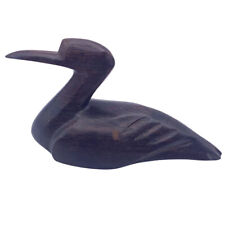 Vintage Hand Carved Hard Wood Decorative Duck Decoy Figurine Dark Brown 6-inch picture