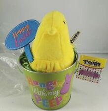 Peeps Happy Easter Yellow Chick In Tin Bucket Hanging With My PEEPS  9