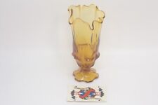 Vintage Fenton Valencia Amber Handkerchief Swung Vase 7 1/4 Inches Tall picture