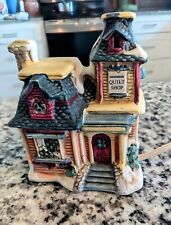 Christmas Village House QUILT SHOP Ceramic Lights Up Holiday Decoration 1993 IB picture