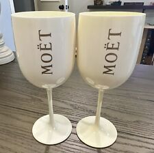 Set 2 Moet White Plastic Acrylic Wine Champagne Goblet Glasses picture
