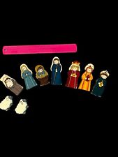 Small Hand Painted  Wooden VTG Nativity Scene Some Flaws Christmas- picture