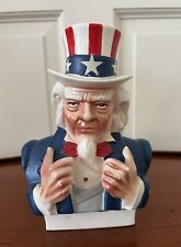 Vintage Uncle Sam Ceramic Piggy Bank Made In Japan 1970’s Red White Blue picture