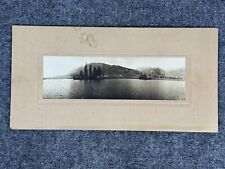 Antique Panoramic Photo Coastal Town Homesteads Dock Mountains Water View Lake picture