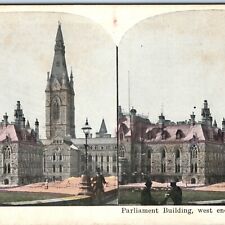 c1900s Ottawa, Canada Litho Photo Stereo Card Parliament Building West Block V11 picture